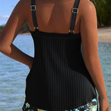 Laluna® | Csíkos Tankini Két Részes Strandshorttal