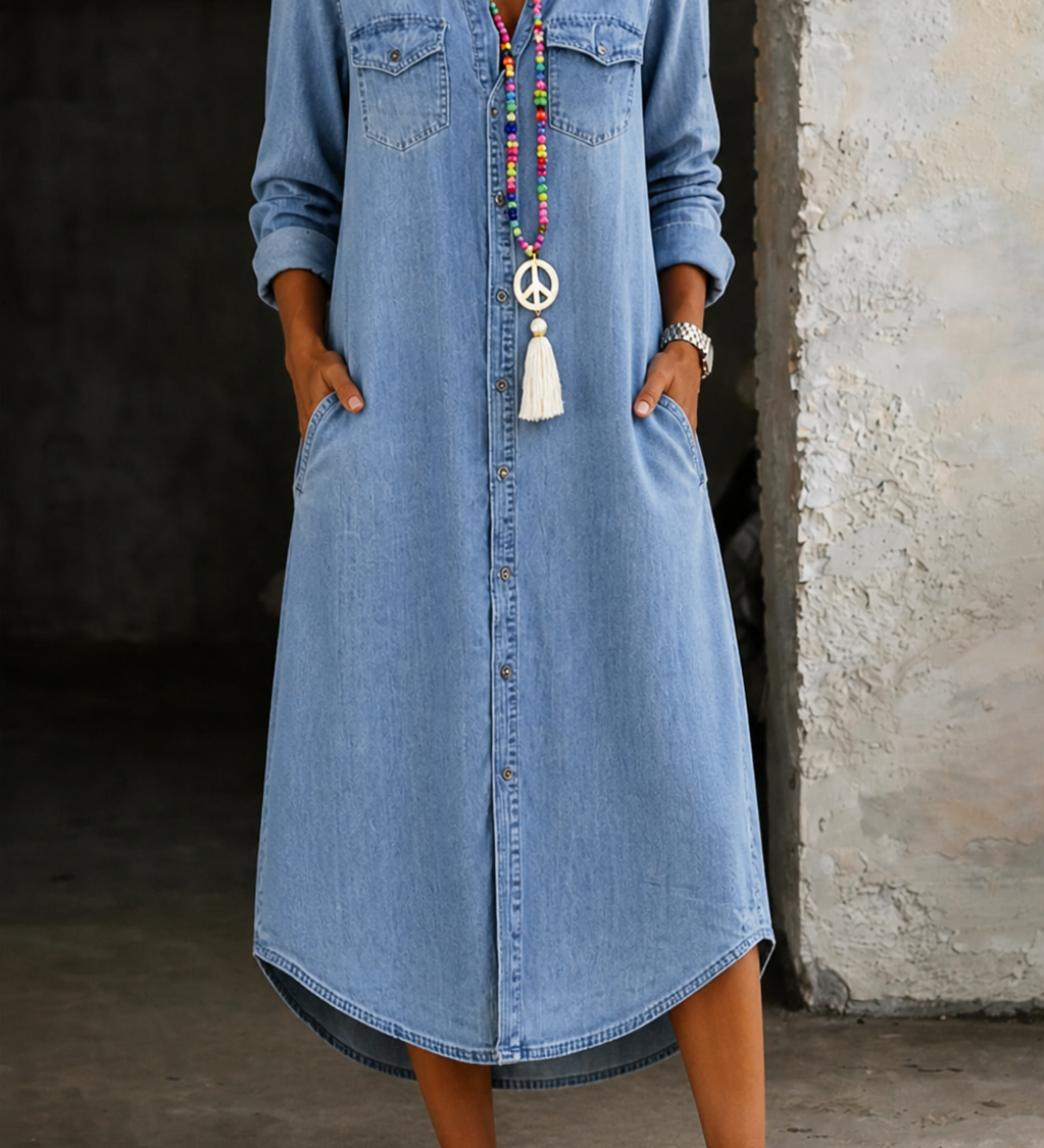 Helen | Casual Elegáns Hosszú Farmering Ruha