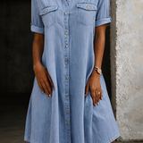 Patricia | Kényelmes Farmer Stílusú Midi Ruha