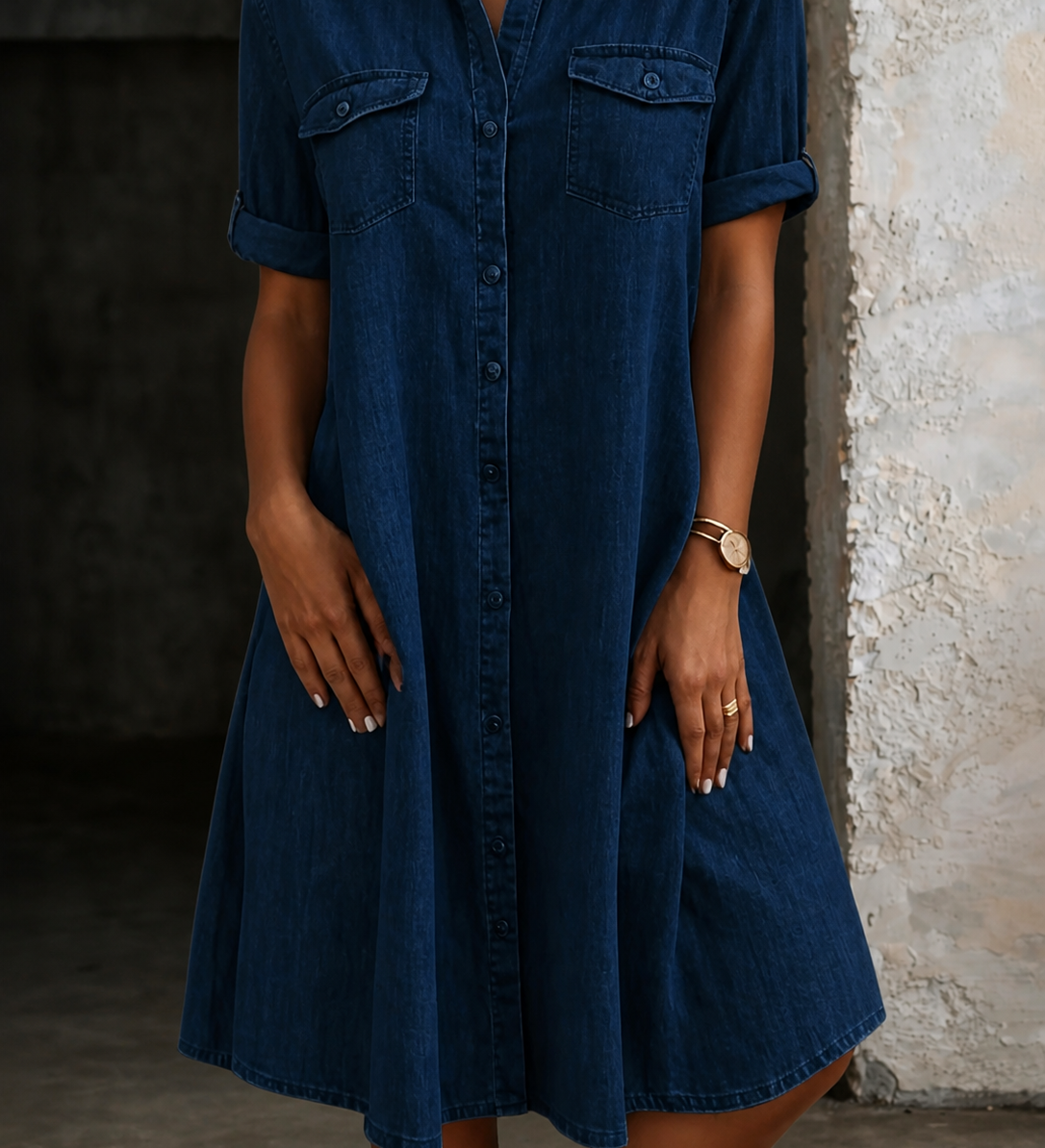 Patricia | Kényelmes Farmer Stílusú Midi Ruha