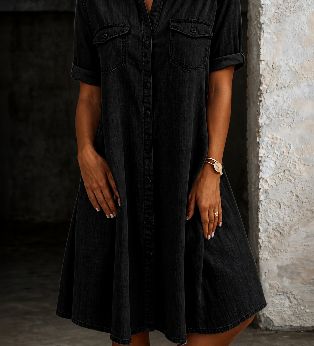 Patricia | Kényelmes Farmer Stílusú Midi Ruha