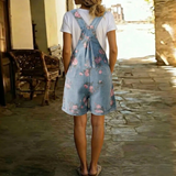 Judy | Vintage Washed Soft Cotton Feel Denim Virágmintás Overál