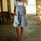 Judy | Vintage Washed Soft Cotton Feel Denim Virágmintás Overál