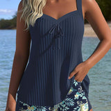 Laluna® | Csíkos Tankini Két Részes Strandshorttal