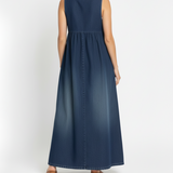 Karen | Vintage Mosott Puha Pamut Érzetű Farmer Maxi Ruha