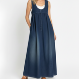 Karen | Vintage Mosott Puha Pamut Érzetű Farmer Maxi Ruha