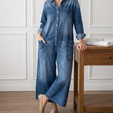 Diana | Vintage Mosott Puha Pamut Farmer Overall Gombos Záródással